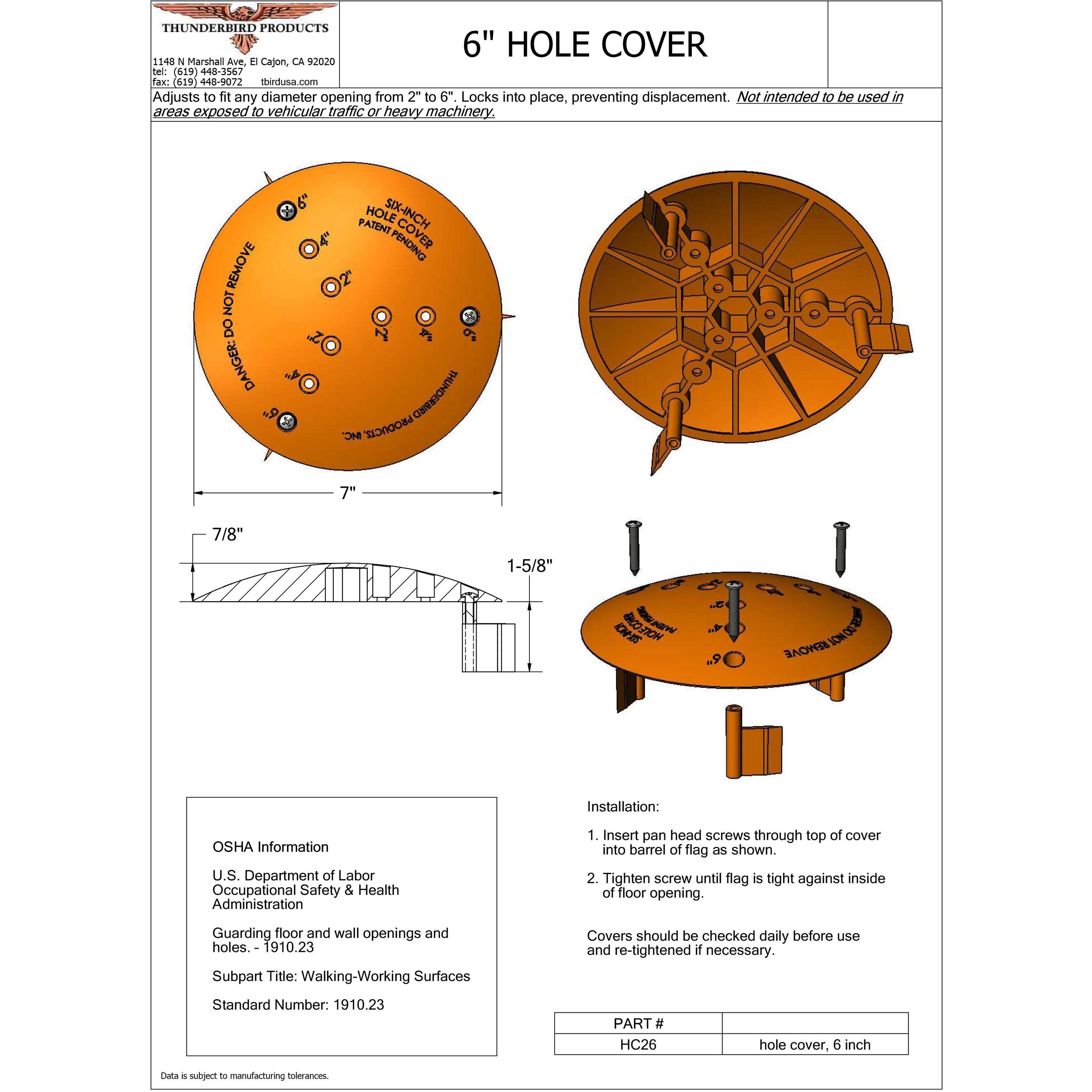 Hole Covers, OSHA Compliant (25 Pack) Copperlab