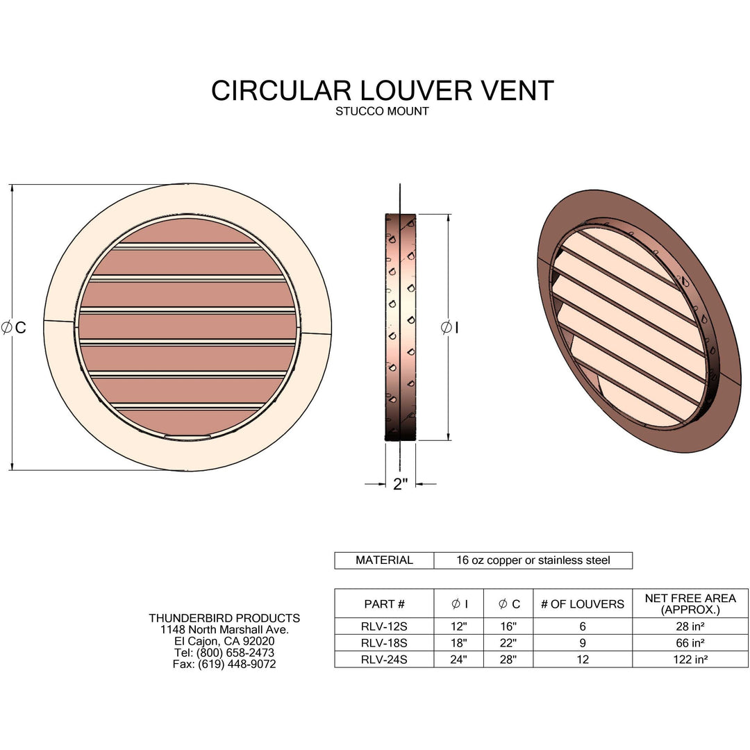 Copper Round Circle Louver Gable Wall Vent | Copperlab